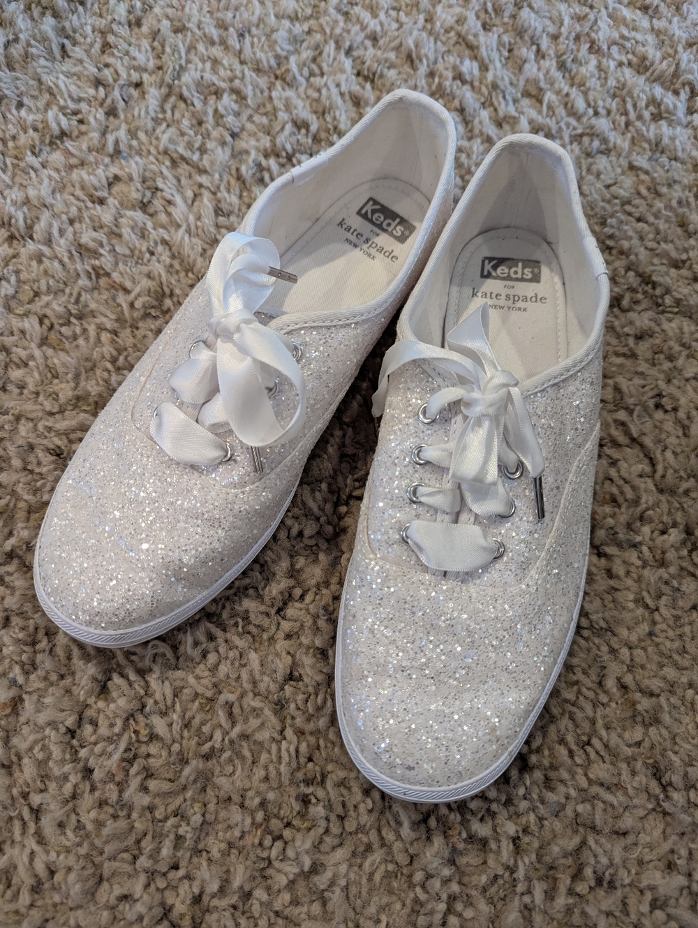 Kate Spade White Glitter Keds